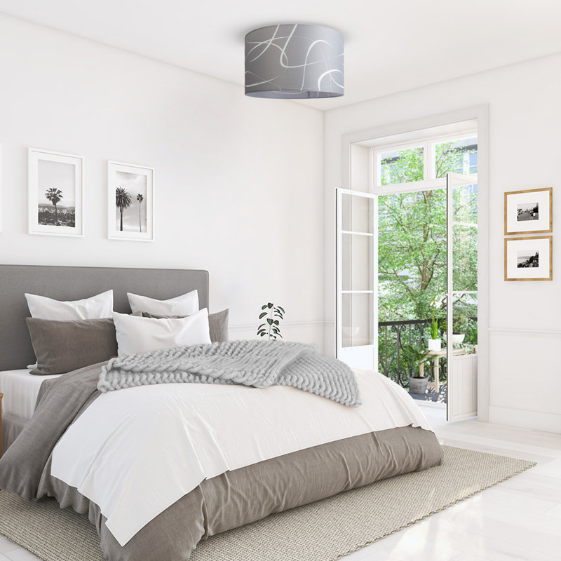 Aalon Fabric Flush Ceiling Light, Grey