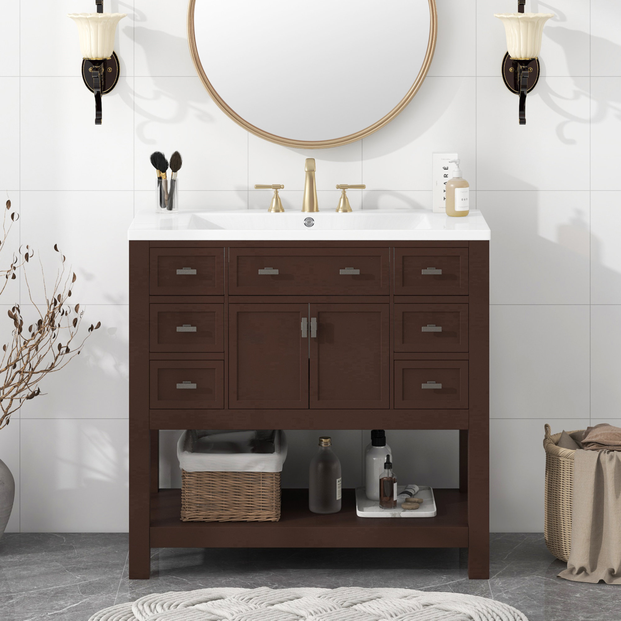 Bathroom Vanity Countertop Storage Tower Ideas