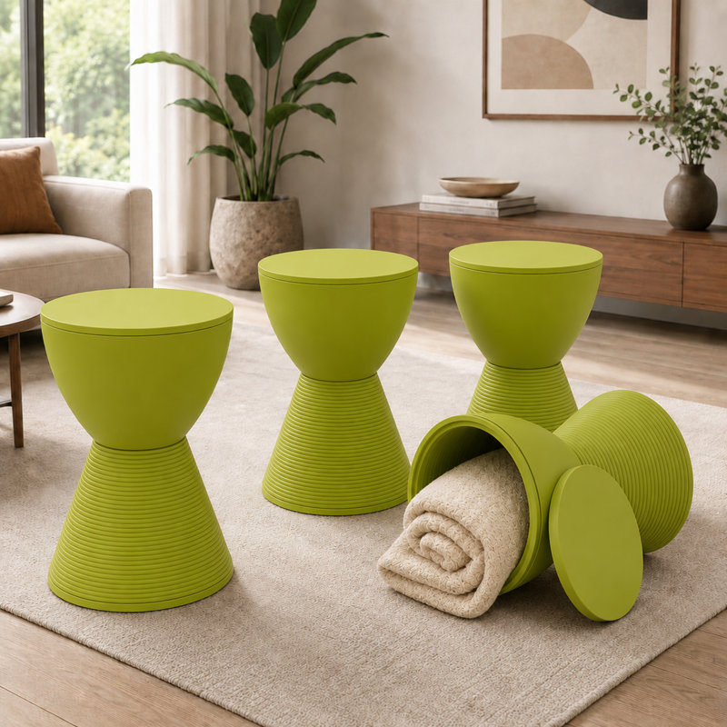 Table de bout tambour en sablier Durant Durant, Set of 4, Vert