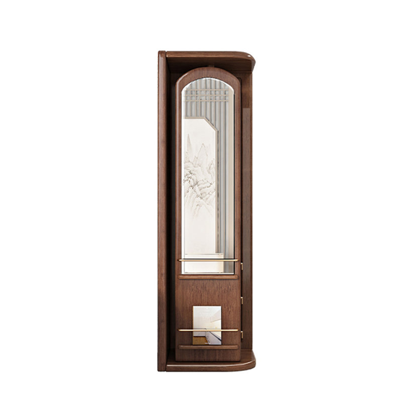 72.83" Walnut Rotating Dressing Mirror Storage Corner Cabinet