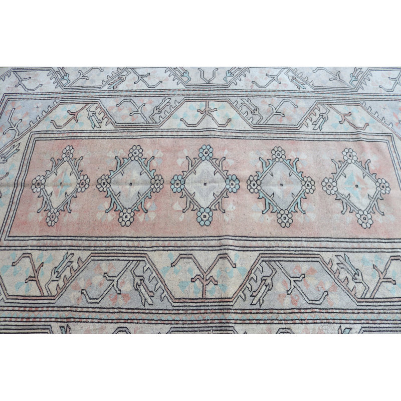 Tapis turc de style Oushak fabriqué à la main dans des tons pastel pour une décoration bohémienne