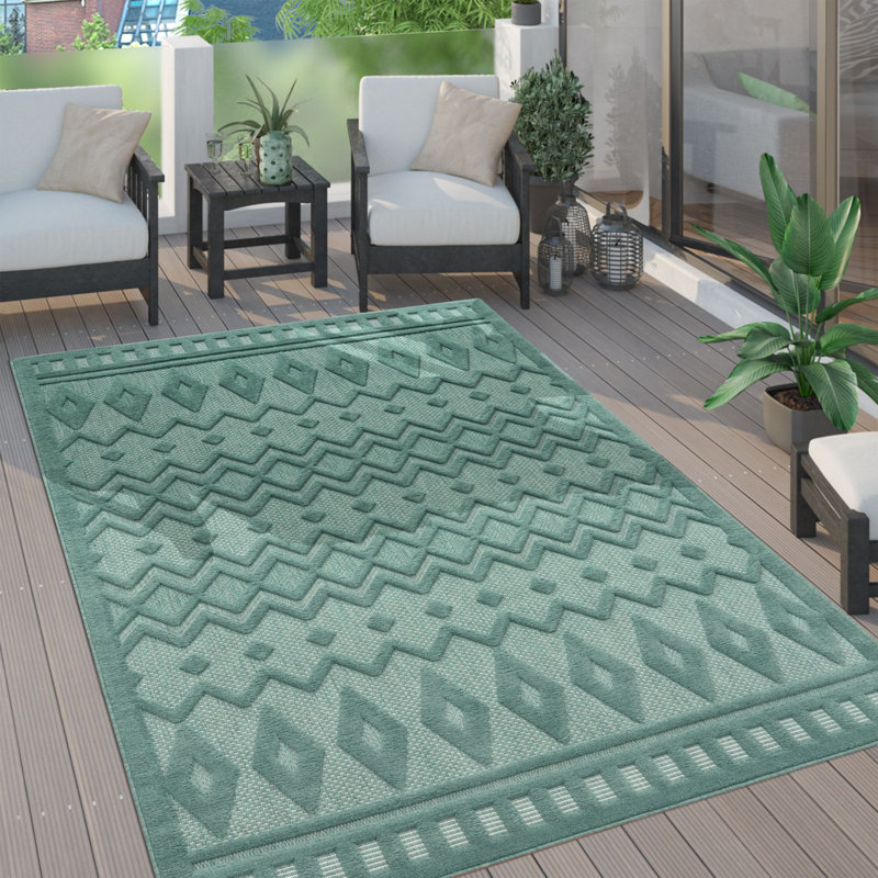 Tapis intérieur / extérieur en polypropylène tissé à la machine Jelany, Rectangle 2 pi x 3 pi 3 po
