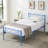 2 Set Bed Frame with Headboard and Footboard, 2 Pack Twin Size Blue Metal Platform Bed with Heavy-duty Slat Support, Mattress Foundation, Noise-Free, No Box Spring Needed for Kids Room, Guest Room, or Dorm-92953571