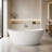 Manhattan 59" x 33" Freestanding Solid Surface Stone Resin Oval Double Slipper Soaking Bathtub with Matte White Finish-248725195
