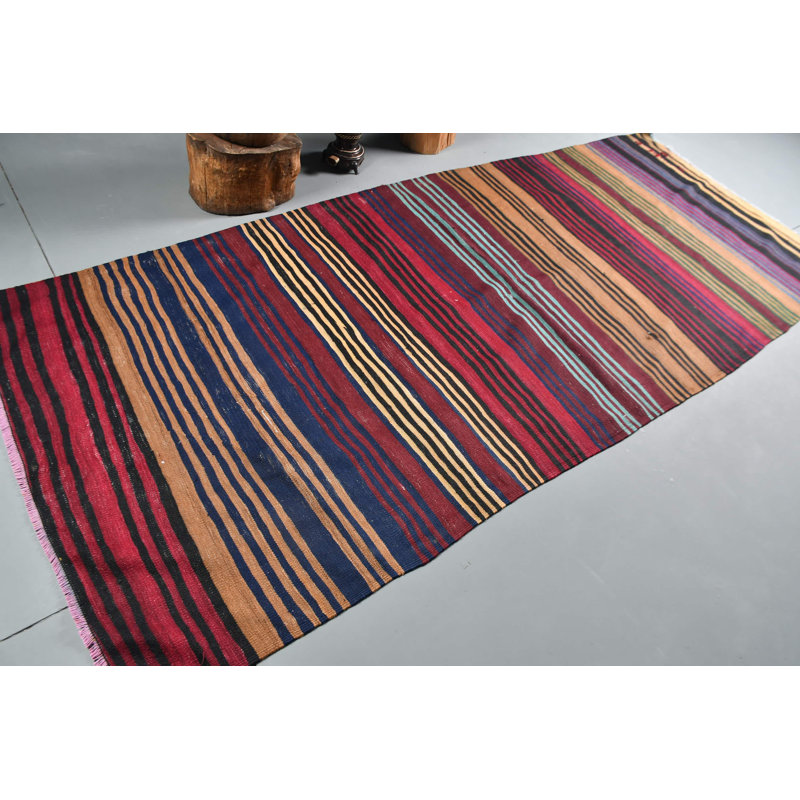 Tapis turc rétro vintage Oushak en rouge vif pour une utilisation intérieure ou extérieure et décoration de chambre bleu / rouge