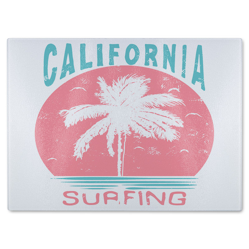 California Surfing Glass Chopping Board