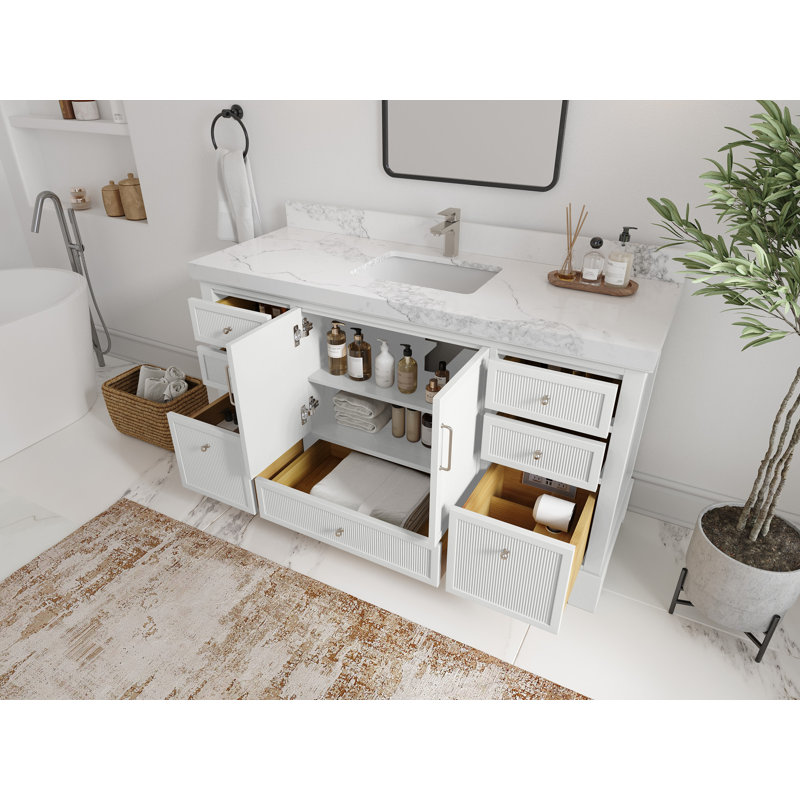 Alys 60" Single Bathroom Vanity Set (Pulls Option), Piatra Gray