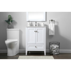 Ashur 24'' Single Bathroom Vanity with Engineered Marble Top