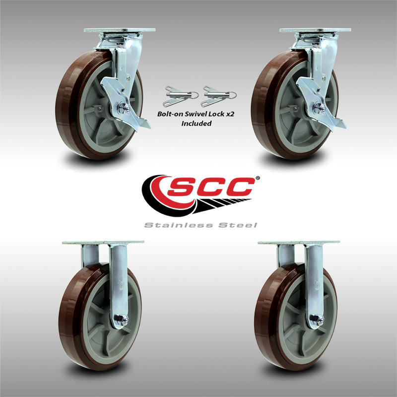 4 Piece Steel Polyurethane Caster Set