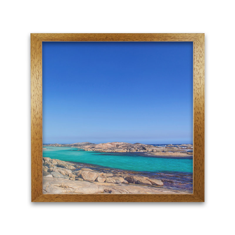 Elephant Cove 2 by Nur Mut - Single Picture Frame Print, 40 cm H x 40 cm W, Honey Oak