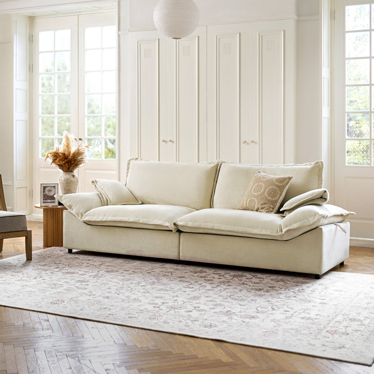 Silvia 102" Modern Storage Sofa With Lotus-Leaf Edge