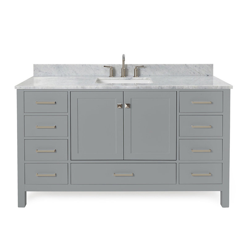 Ensemble de meuble-lavabo simple 61 po Flynt, gris, Nickel brossé