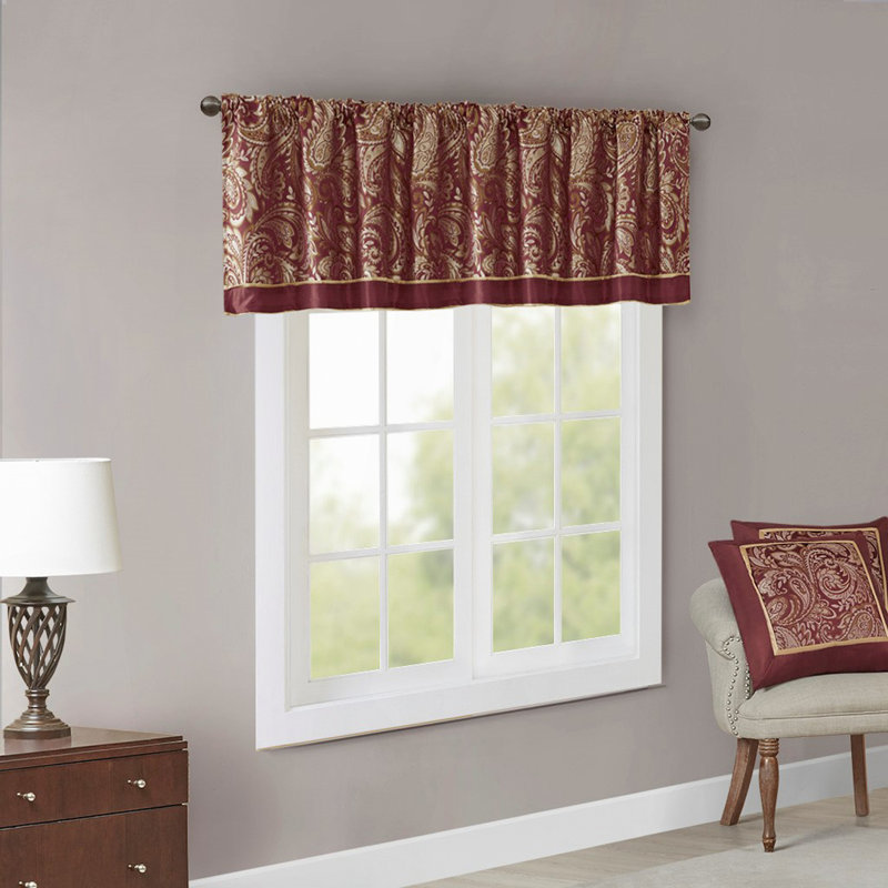 Jacquard Window Valance Burgundy 50x18", Burgundy