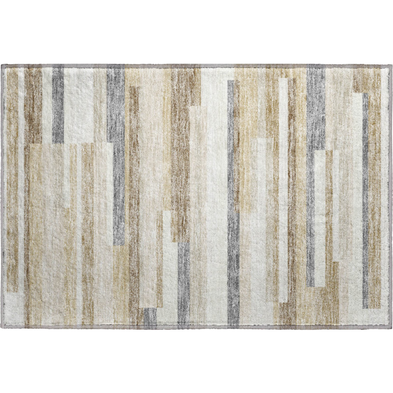 Premium Machine Washable Prisco Ivory Rug, Rectangle 1'8" x 2'6"