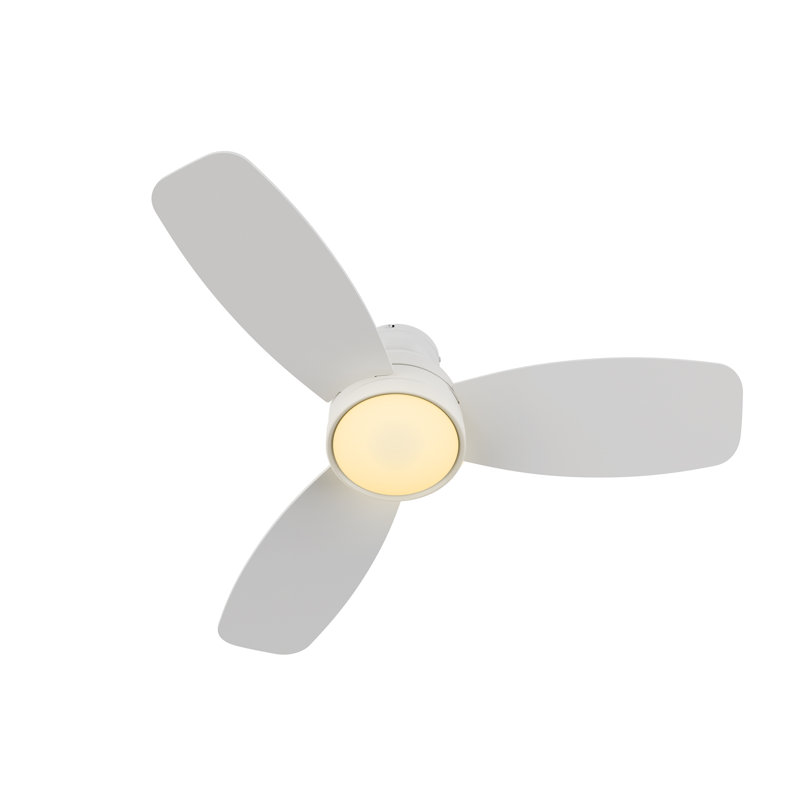 Ventilateur de plafond encastré moderne à 3 pales 44 "avec lumière Irme , Blanc, Blanc
