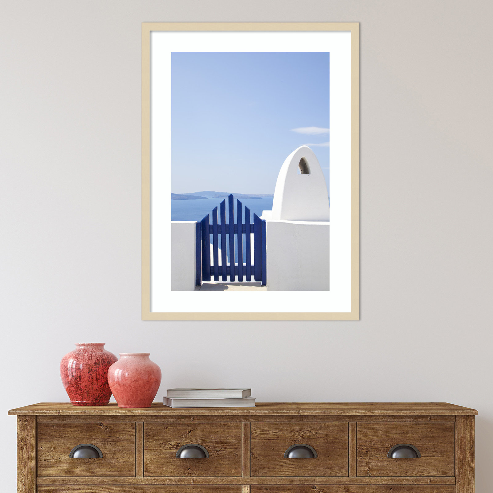Oia Blue Fence by Golie, Brown, 33" H x 24" W