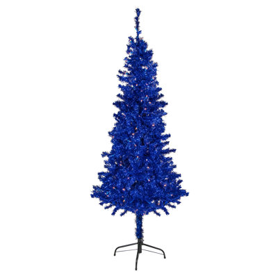 6 Ft. Blue Pre-Lit Tinsel Artificial Christmas Tree With 200 Clear Lights