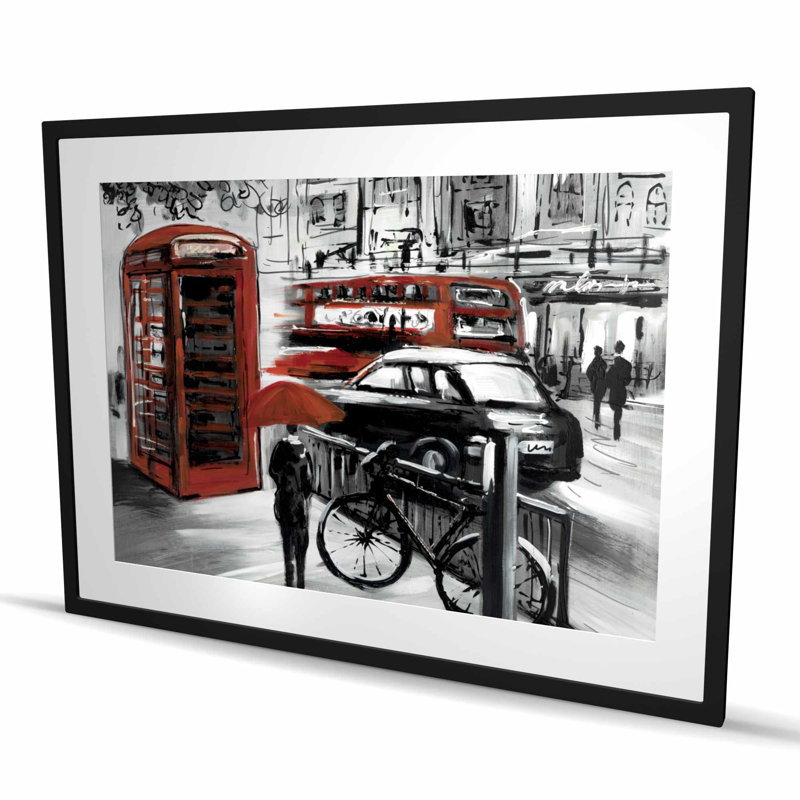 European Street Black Framed Matted Print | Home Decor