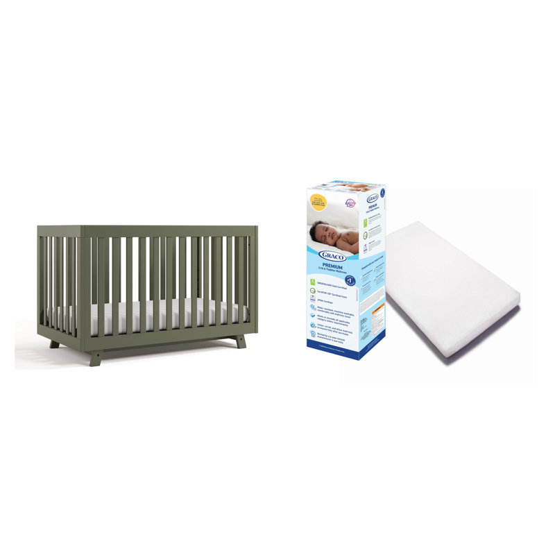 Lit de bébé convertible 3-en-1 Beckett, Olive, Lit de bébé + matelas