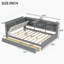 Lit plateforme en bois avec tête de lit avec rangement