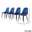 Ensemble de salle à manger 5 pièces, table ronde à tréteaux et 4 chaises élégantes, bleu-211364505