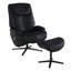 Fauteuil d'appoint pivotant noir avec repose-pieds