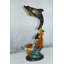 Statue en bronze de deux dauphins avec tortue Blumberg - Taille: L 14 po x l 8 po x H 28 po.