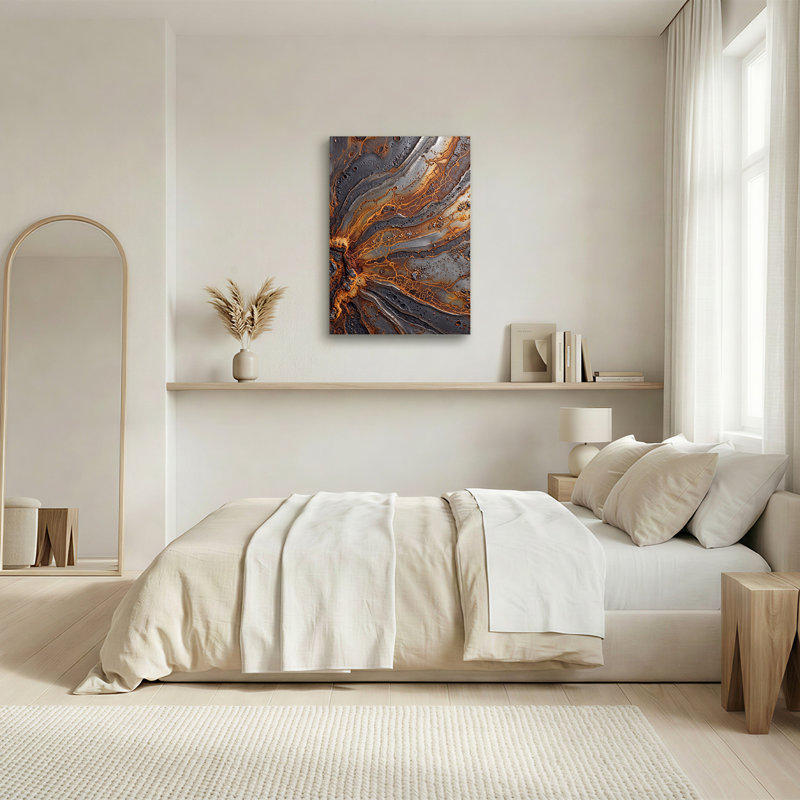 Art mural sur toile tourbillonnant gris foncé et orange, 30"H x 20"W