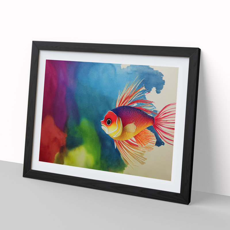 XH1022-3859X Fish Vol.1 - Single Picture Frame Painting, 46cm H x 64cm W x 2cm D, Black