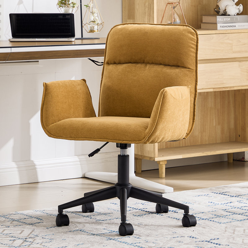 Height-Adjustable 360°Swivel Desk Chair Modern Elegant Office Chair with Silent Casters Ergonomic Thick-Padded Computer Chair