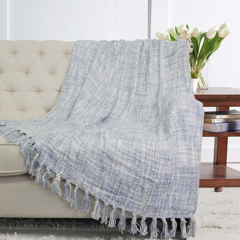Naga Knitted Throw Blanket, Ashley Blue, 50" W x 60" L