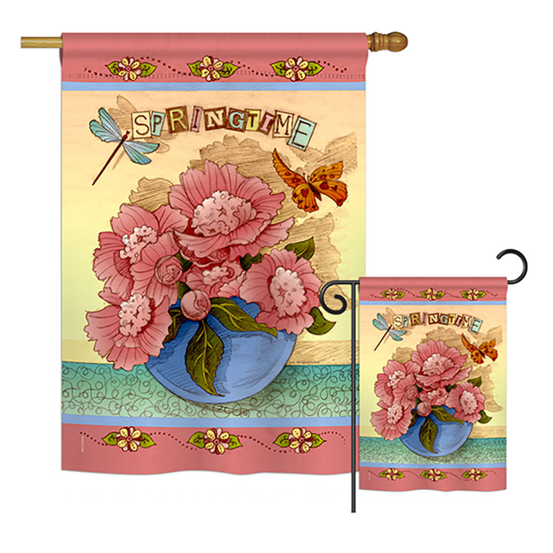 Ensemble de 2 drapeaux verticaux décoratifs en polyester à ressorts ressorts printemps 2 pièces