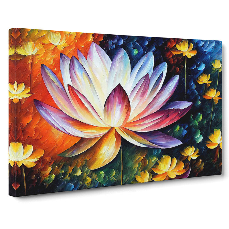Painted Lotus Flower Vol.4 Abstract - Wrapped Canvas, 40cm H x 60cm W x 3cm D