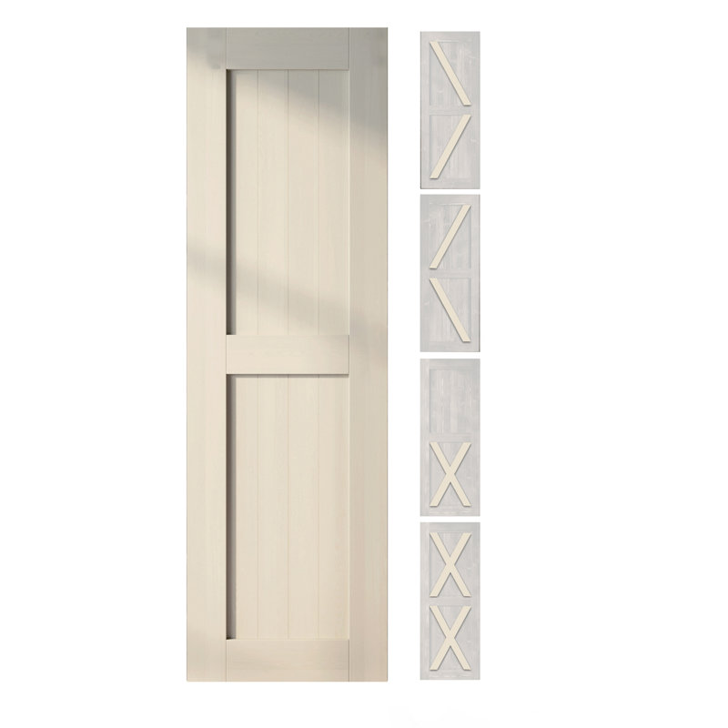 Porte en bois de pin massif 5-en-1 de conception unique non assemblée seulement, Ferblantier gris, 26 po x 80 po