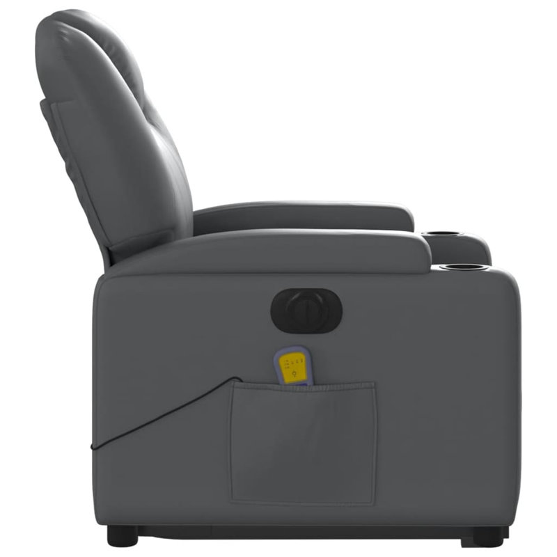 Fauteuil de massage en faux cuir, Similicuir gris