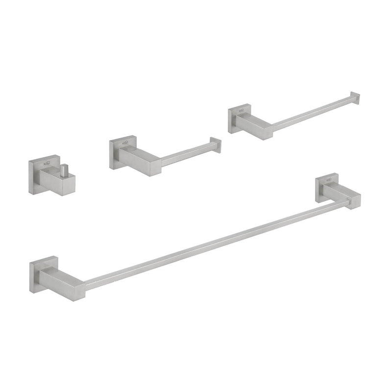 Cube 4 - Piece Bathroom Hardware Set, Brush Nickel