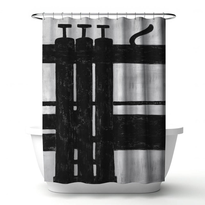 Shower Curtain MU23 – Polyester Shower Curtain, Dye Sublimation Print, 71" W × 74" L
