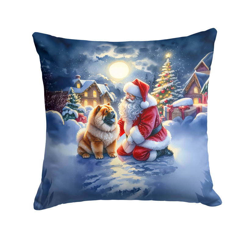 Coussin Chow Chow and Santa Claus, H 18 po x l 18 po