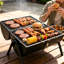 Barbecue au charbon de table à double face avec loquet de sécurité, gril portatif 2 en 1 et fumoir en noir