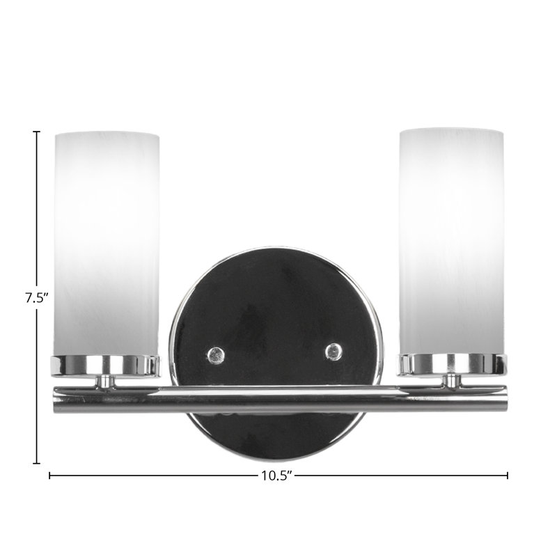 Trinity 2 Light Bath Bar Shown With 2.5" White Muslin Glass, Chrome, Noir / argent