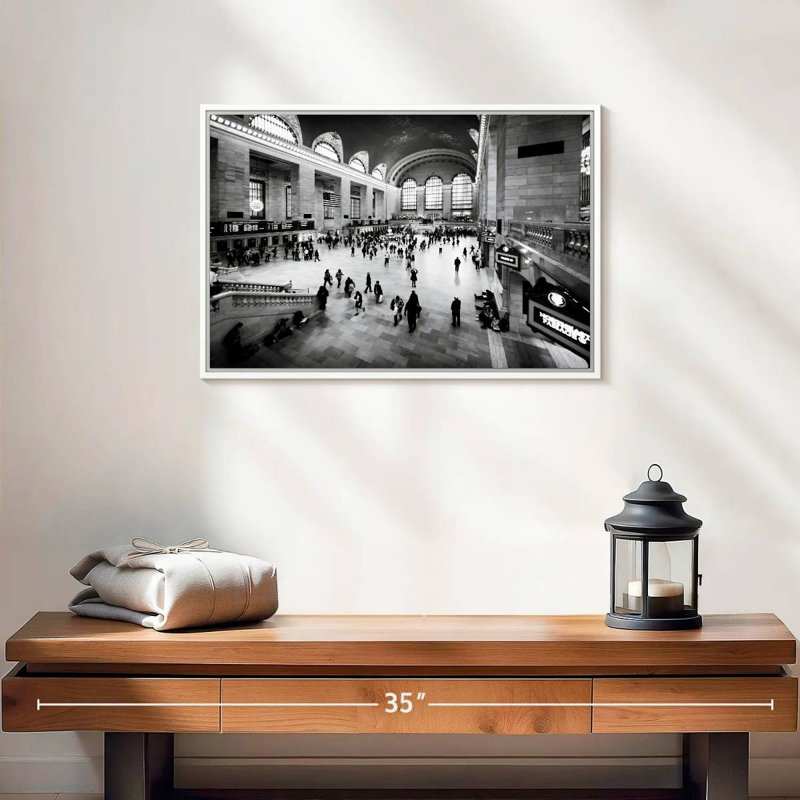 Grand Grand Central, 19 po x 13 po, Cadre flottant blanc