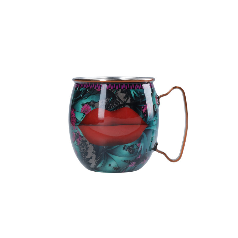 Mikasa x Sarah Arnett Stainless Steel Moscow Mule Mug, 450ml, Lip Print