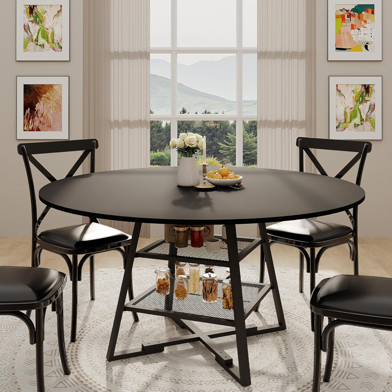 High Top 42" Round Dining Table Set for 4 with Storage | Space-Saving Circle Kitchen Table for Small Spaces（ Only Table）