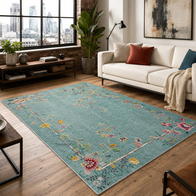 Oriental Cotton and Chenille Flatweave Area Rug