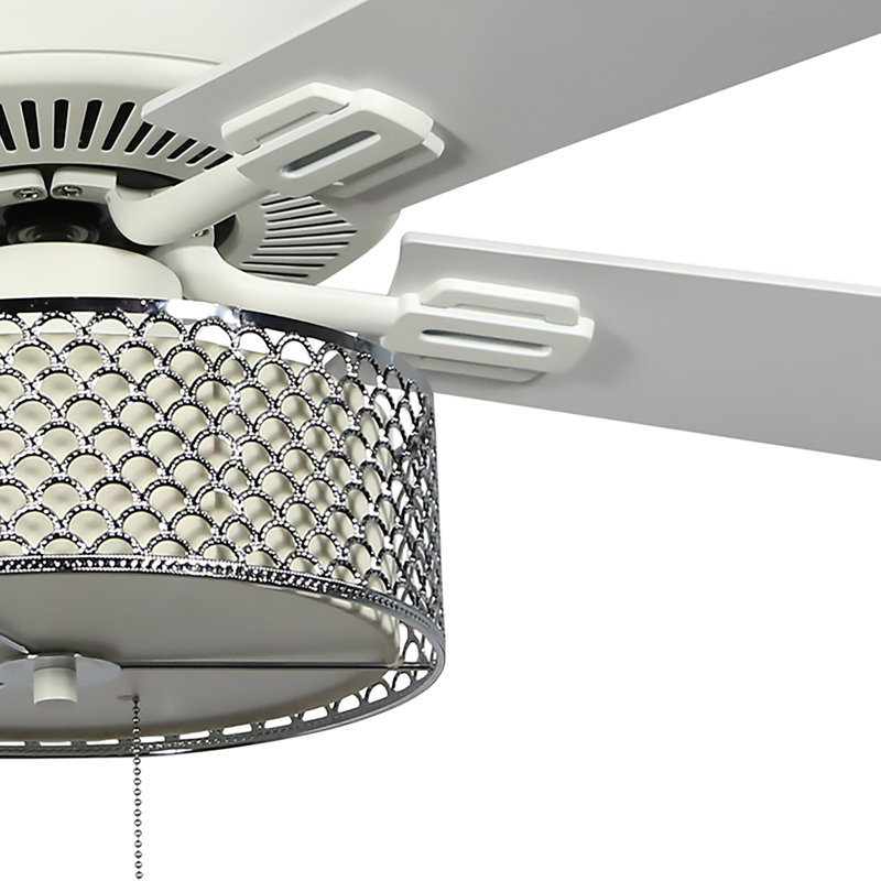 Ventilateur de plafond côtier 5 pales de 52 po avec abat-jour tambour en métal et métal