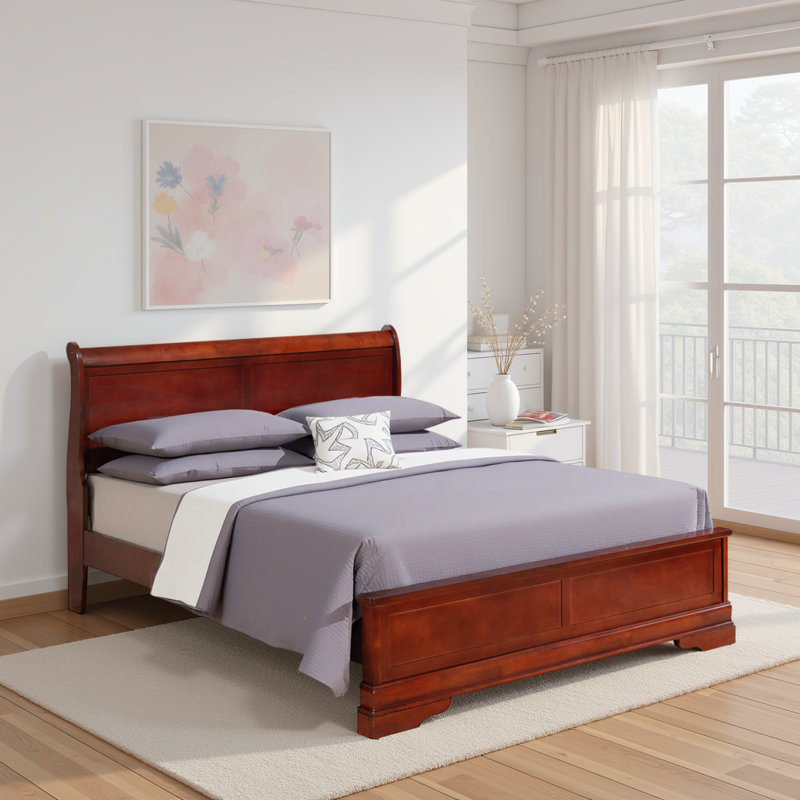 Élégant grand lit traditionnel en cappuccino - Design intemporel, mobilier de chambre durable et élégant - Assemblage facile