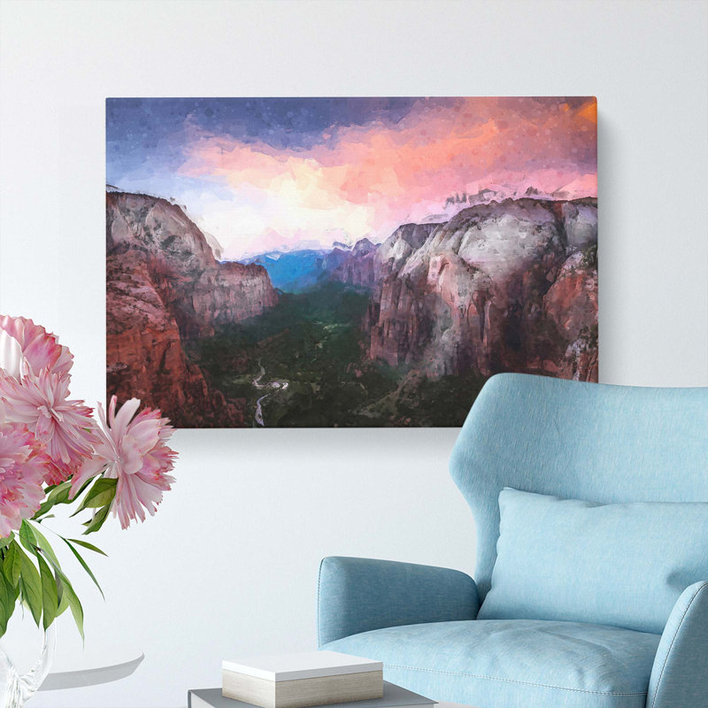 View Of Zion National Park In Utah In Abstract - Wrapped Canvas Painting, 40cm H x 60cm W x 3cm D