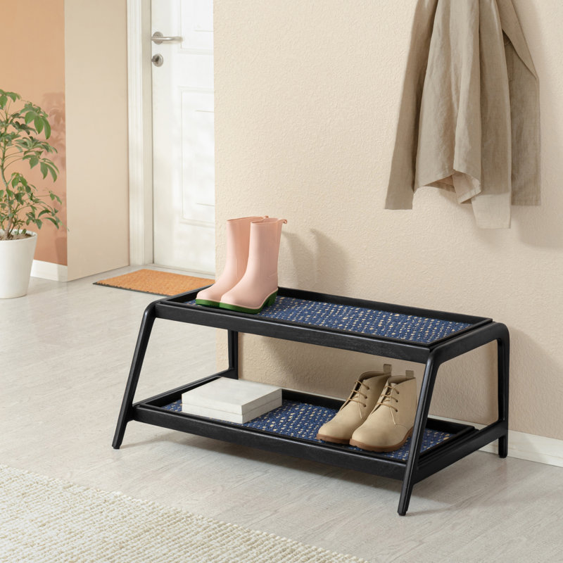 Support à bottes en bois massif de qualité supérieure avec tapis en fibre de coco naturelle - Rangement pour chaussures