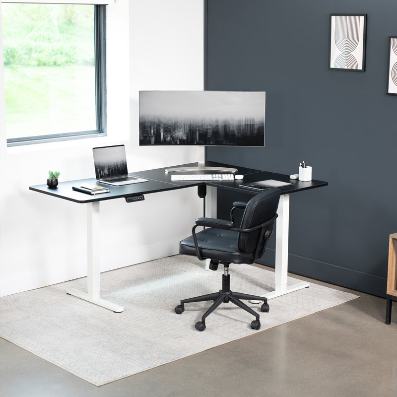 Bureau debout d'angle électrique VIVO, Noir / blanc