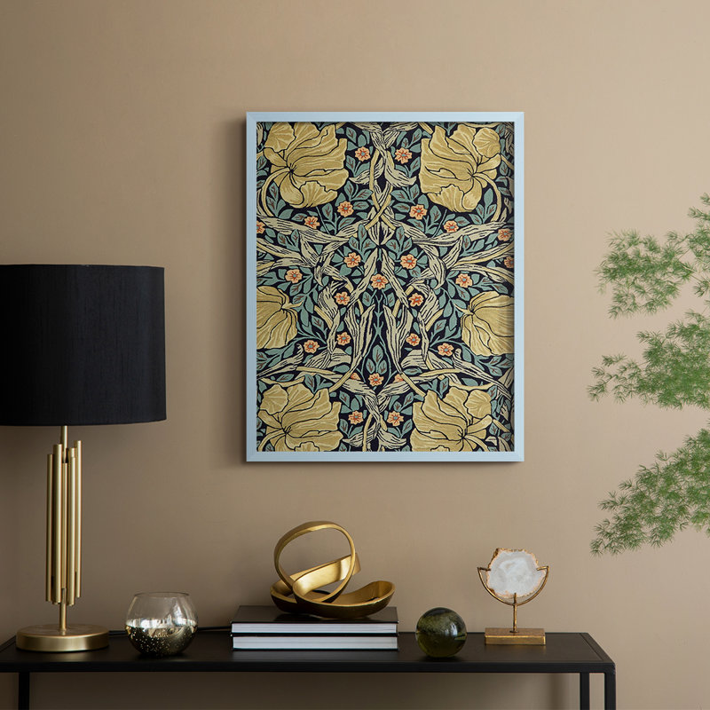 Vintage Abstract Print CLXXVI Framed Print - Solid Wood, 15" H x 12" W, Blue